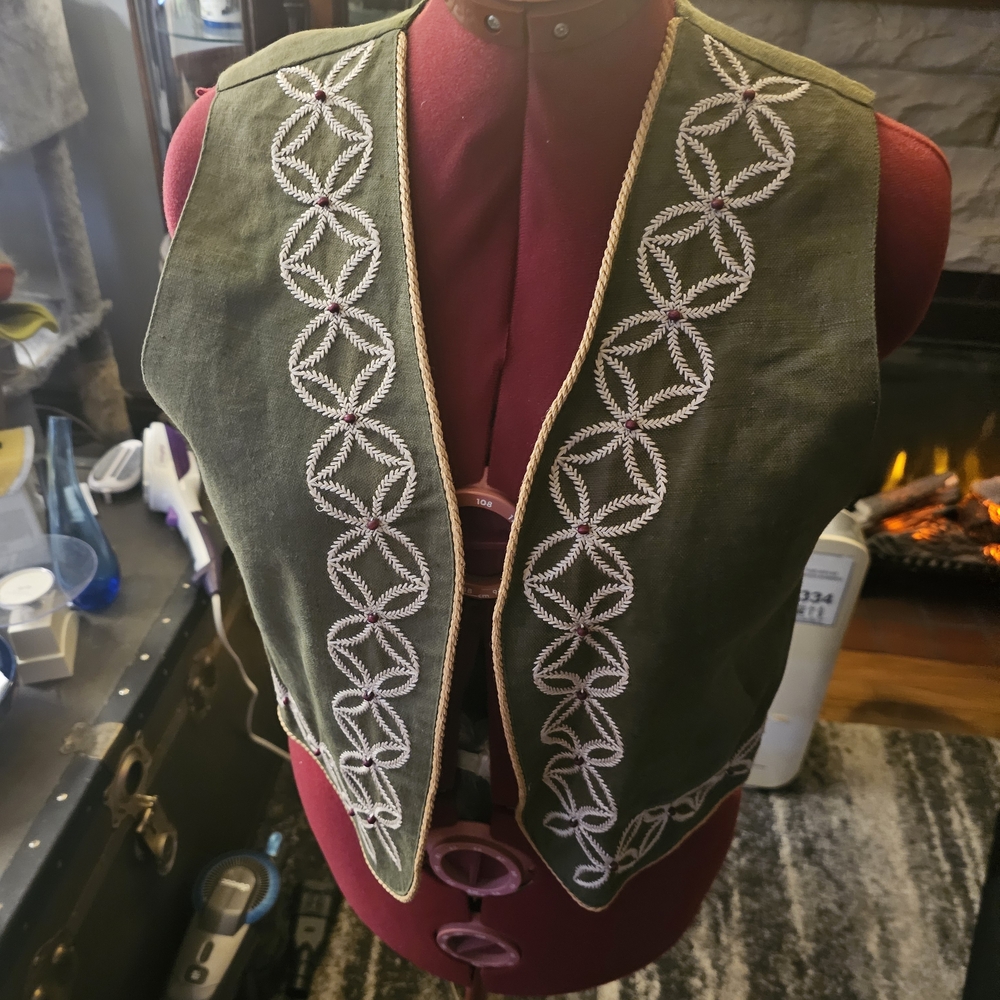 Stylish Olive Embroidered Vest for Women